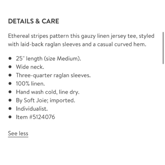 Soft Joie striped linen slub 3/4 sleeve t-shirt shop@iamwarrior - Picture 9 of 13